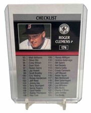 ROGER CLEMENS 1991 Leaf Checklist Baseball Card #174 - Boston Red Sox NM