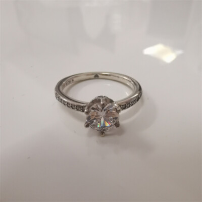 Pandora Clear Sparkling Crown Solitaire Ring S925 ALE UK