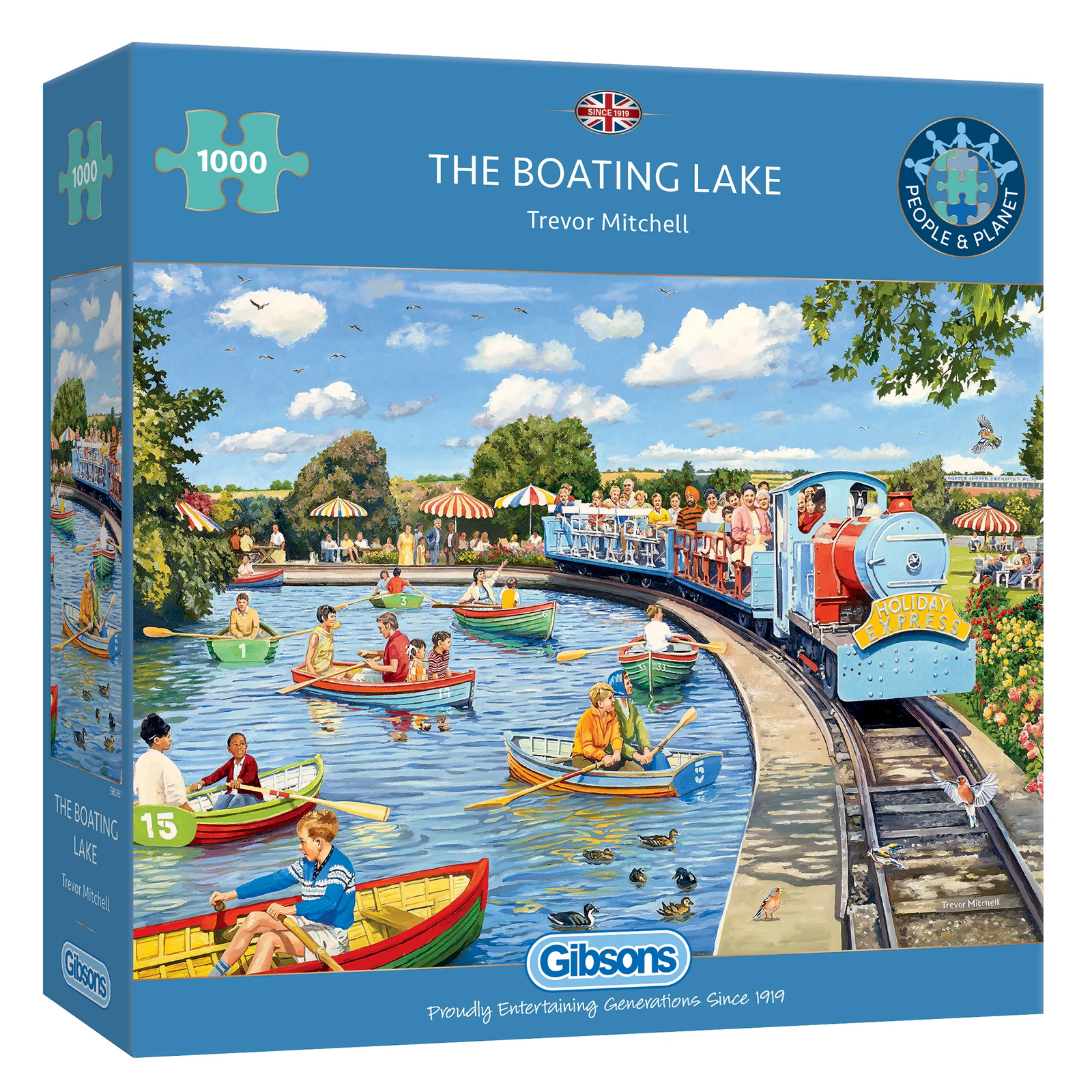 Gibsons The Boating Lake 1000 Piece Jigsaw Puzzle Illustrated by Trevor Mitchell