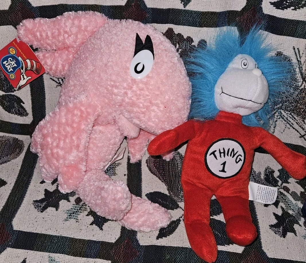 Dr Seuss Cat in the Hat Plush Pink Fish/Thing 1 Official Movie Kohls Cares T1