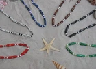 8 NEW MIX COLOUR UNISEX SURFER SKATER ELASTICATED BEAD BEACH NECKLACES / n048ag