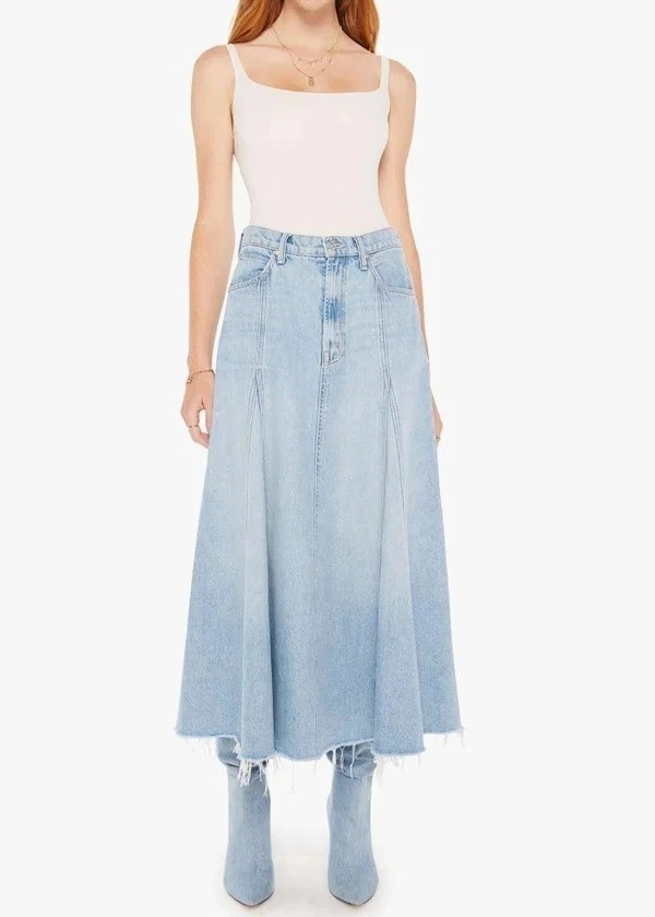 Falda vaquera MOTHER Superior The Full Swing Fray para mujer talla 27 I'm With The Band