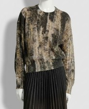 DKNY Women Black Brushed Print Pullover Sweater Size L