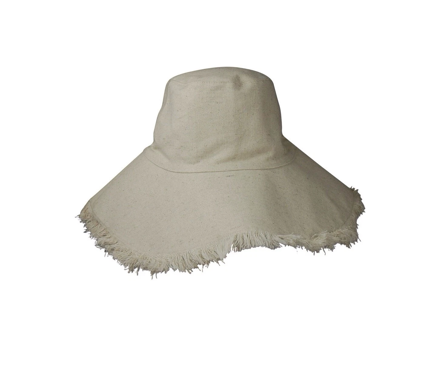 Hat Attack Canvas Packable Hat Fringed l NWT l Solid Natural l BVV603 One Size