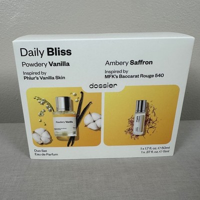 Dossier Daily Bliss Duo Set Powdery Vanilla Ambery Saffron EDP New
