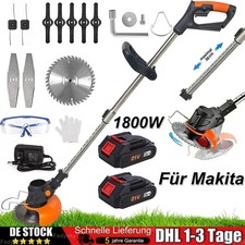 1800W Akku Rasentrimmer mit 2xAkkus+Ladeger&auml;t EleFreischneider Motorsense Orange