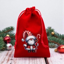 Samtbeutel " Candy Santa " mit Kordelzug! 10 x 15 cm Weihnachten Nikolaus Tasche