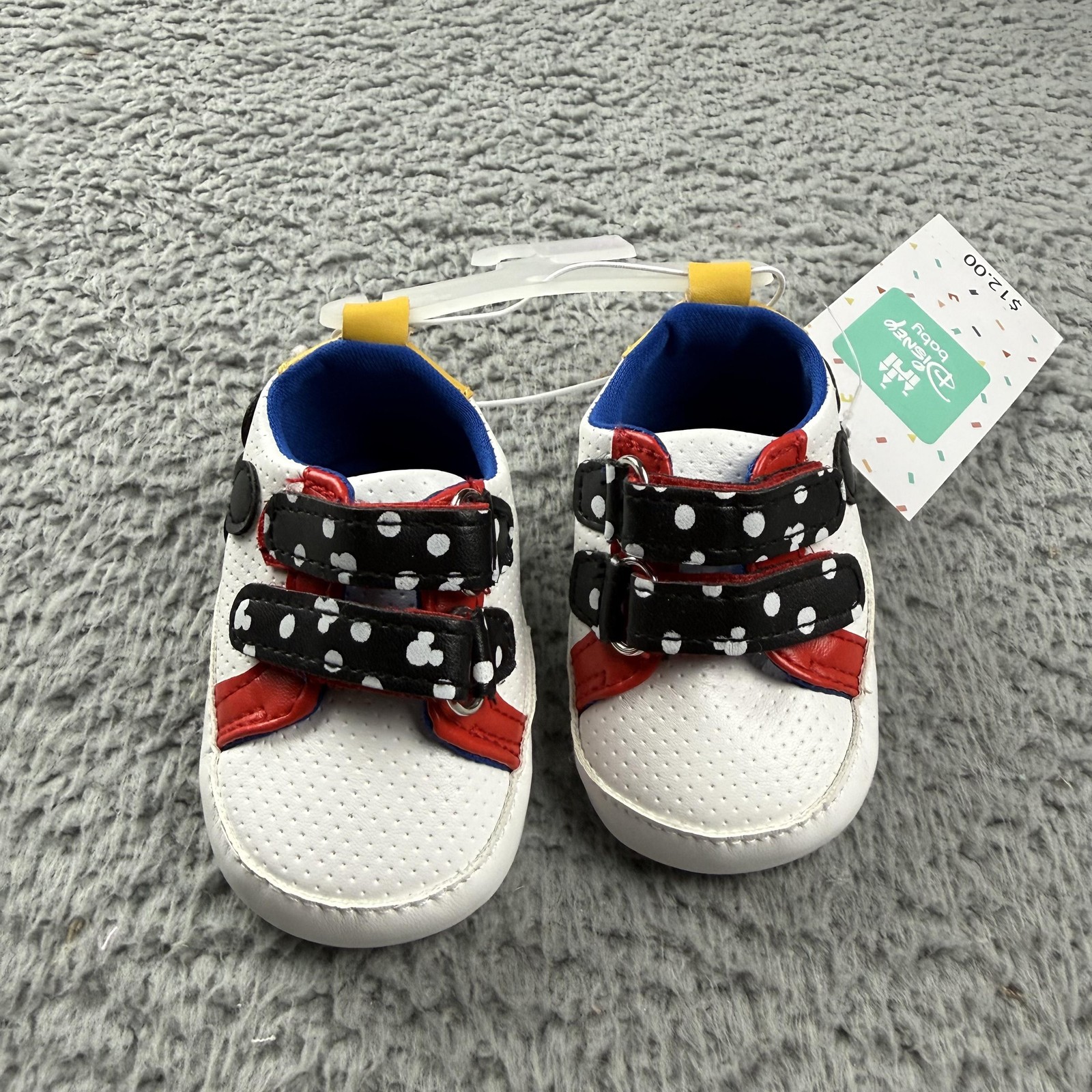 Infant Size 1 0-3m White Red Crib Sneakers