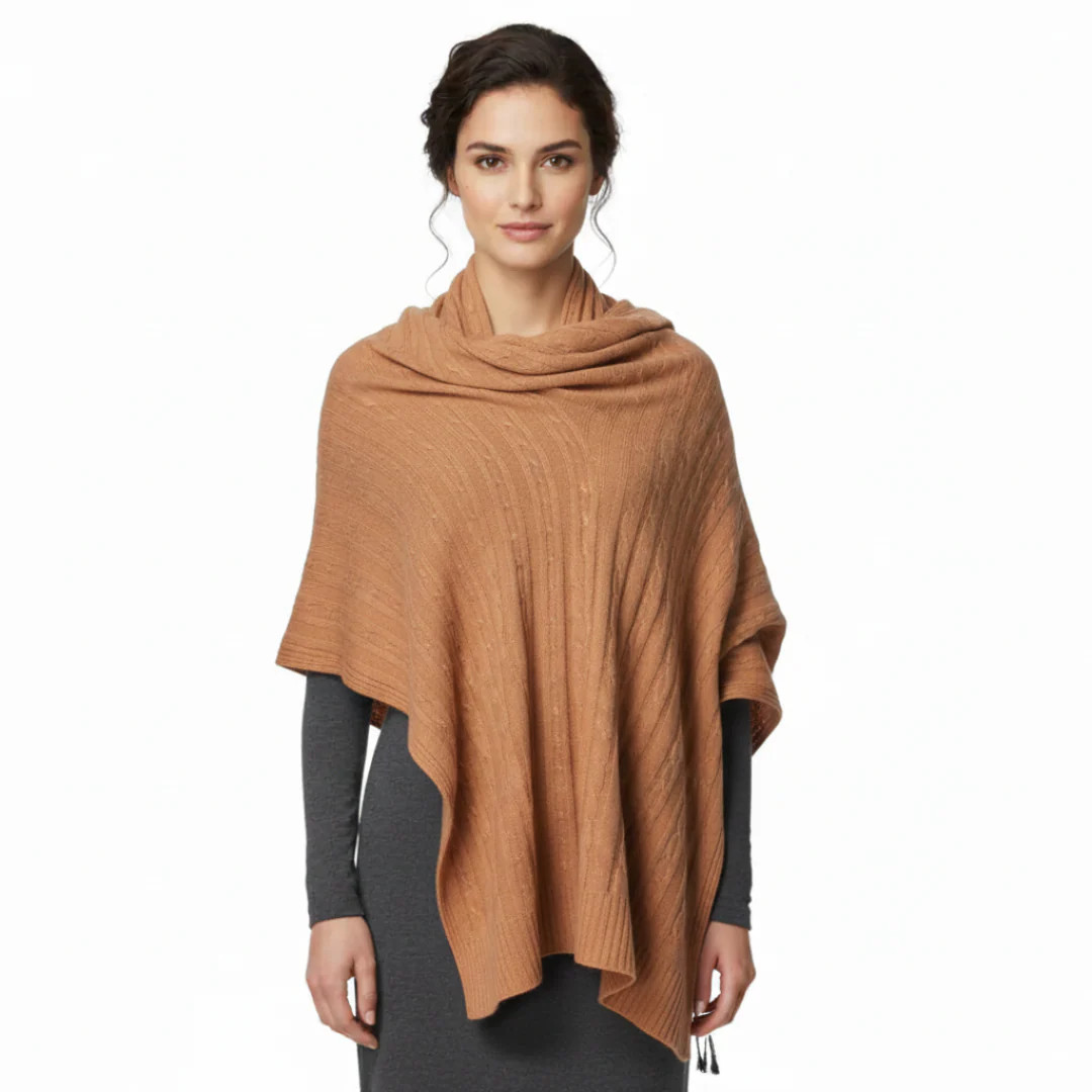 Cable Knit Cashmere Wool Oversized Shawl image 2