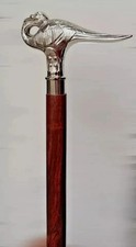 Antique Handle Hercule Poirot Swan Style Brass Walking Stick gift item Brown