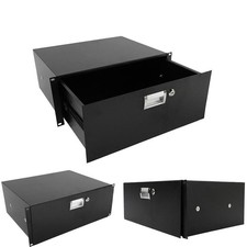 19 Inch Rack Mount 4U Plate DJ Drawer Equipment Cabinet Lockable with key Black