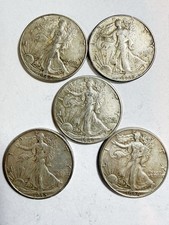  Lot of 5 Walking Liberty Half Dollar - 90 Silver - W102 