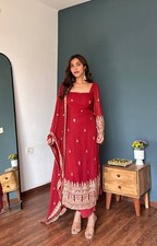 Presenting New Faux Georgette Red Salwar Kameez With Dupatta For Festival Wear