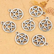 50pc Pentagram Star Charms 18x20mm Antique Silver Alloy Pendant DIY Necklace