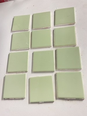 12 Piece American Olean Vintage Ceramic Tiles Mist Green 4.25'' square Salvaged
