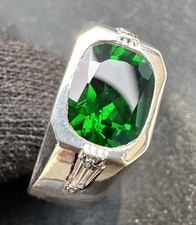 925 Sterling Silver Men's Ring Green Emerald Gemstone Handmade Jewelry Gift