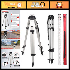 Aluminum Surveying Tripod Kit with 9FT Grade Rod 5/8"x11" Thread - Durable L