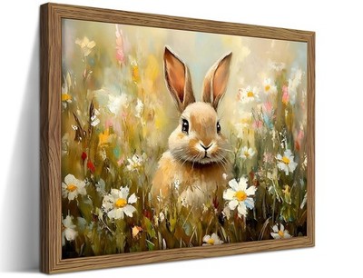 Easter Bunny Wall Art  Rustic Canvas Decor for Spring, 8x10 Framed Prints