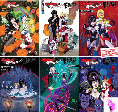 Harley Quinn x Elvira FULL 6 PART SET - DC / DYNAMITE COMICS - BAGGED BOARDED