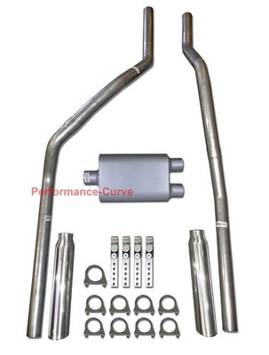 83-01 Chevrolet GMC S10 S15 Mandrel Bent Dual Exhaust w/ Two Chamber Muffler