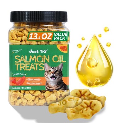 13.4 OZ Cat Grass Treats Salmon Oil Natural Salmon Kitten Healthy Cat Treats ...