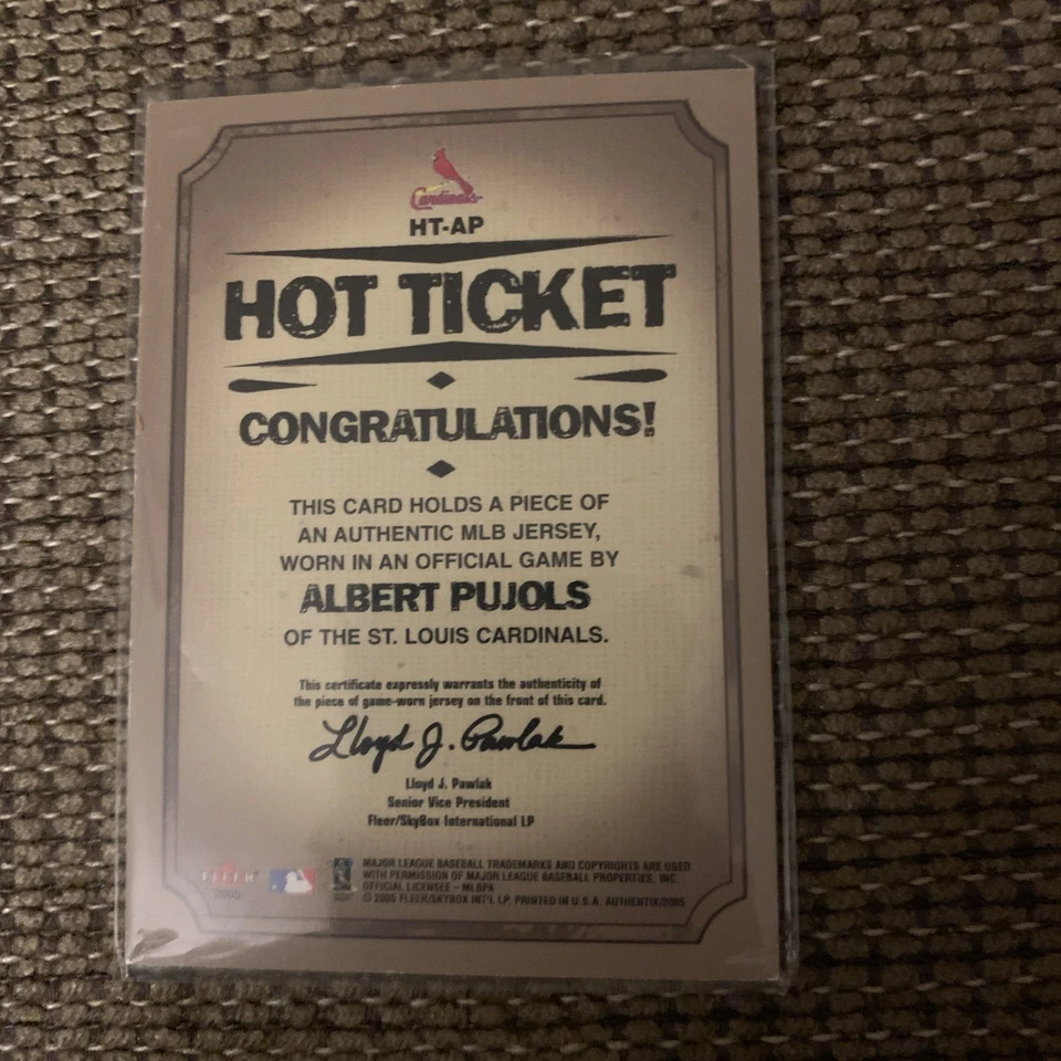 Tarjeta de camiseta Albert Pujols GU HT-AP 2005 Foto 2 de 2