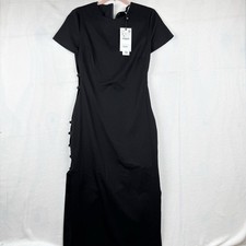 Zara Sexy Cutout Maxi Dress Side Vents Black Size S NWT