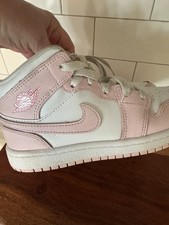 Nike Air Jordan 1 Mid Pink Foam Fire Red White Kids Youth Sz 1