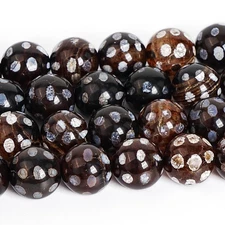 10MM Black White Point Agate Beads Grade AA Gemstone Round Loose Beads