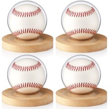 Tasdurian 4 Pack Baseball Display Cases with Wooden Base, Clear Plastic Ball ...