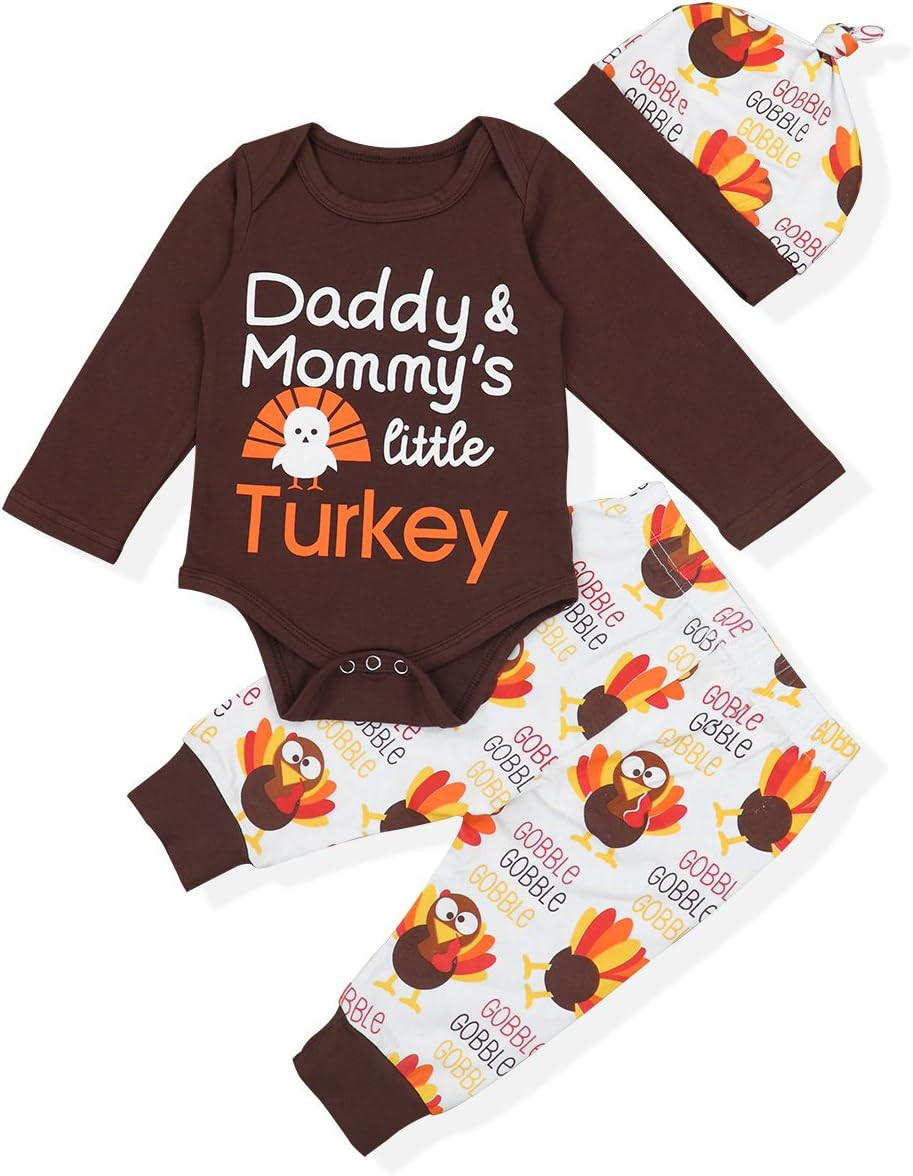 Ropa de bebe recien nacido Mi Primer Accion de Gracias mameluco pantalon de pavo image 8