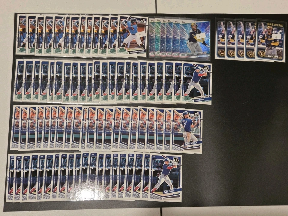 Lote de 123 cartas estrella novato (32) Bobby Witt Jr, (49) Jackson Chourio, (42) Evan Carter Foto 2 de 2