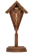 Feldkreuz Mit Basis Aus Fichtenholz Aus Valgardena Geschnitzt 53 Cm