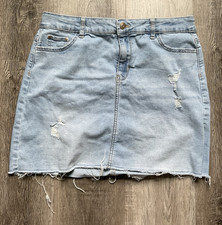 Wonder Nation Girls XXL 18 Light Wash Distressed Denim Skirt