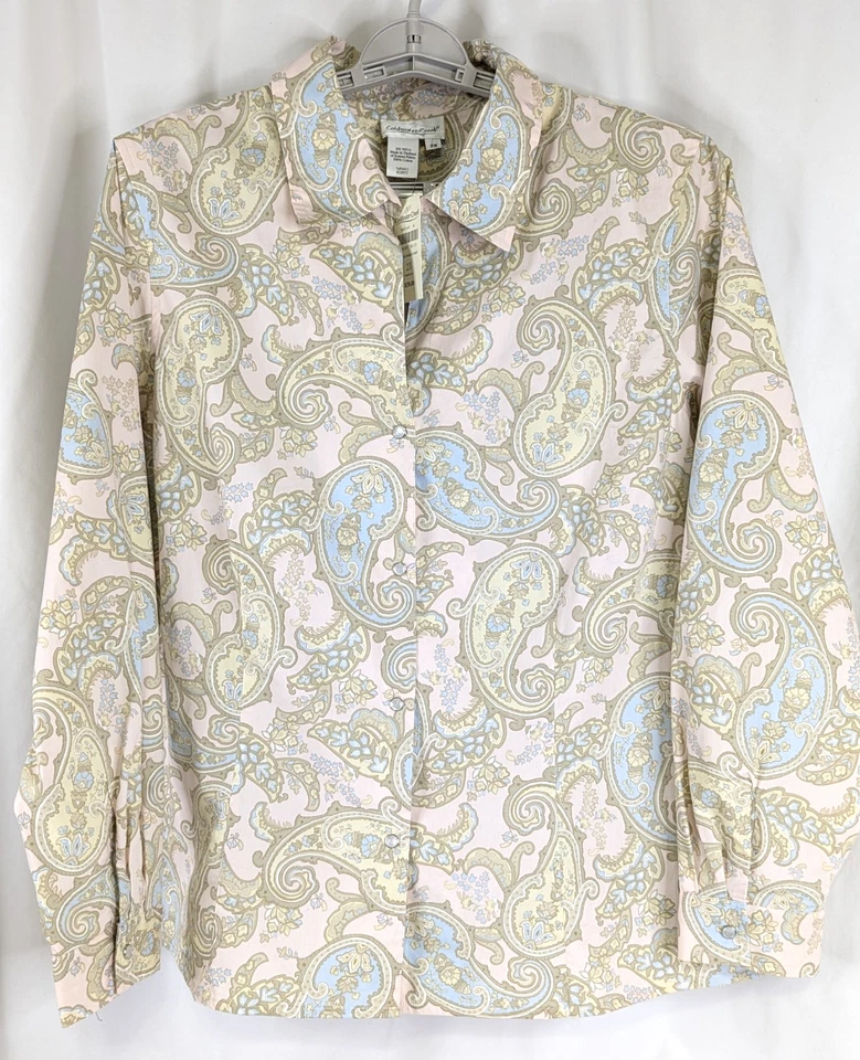 Blusa Coldwater Creek 2X 20-22 Plus Top Floral Pastel Paisley Camisa A Presión Foto 2 de 4