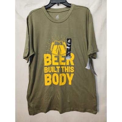 ADNT Tshirt Mens Size XL Beer Built This Body 100% Cotton Dad Shirt Graphic 1639