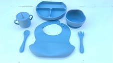 Feeding Set Yellow Silicone Baby 6pc bib plate utensils, cup , Bowl