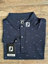 NEW FootJoy Mens Lisle School of Fish Tour Logo Golf Polo Shirt Medium