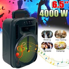 Portable Bluetooth Speaker 6.5'' Subwoofer Heavy Bass Stereo Sound 4000W LED TWS