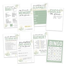 White Gold Green Bridal Shower Hen Party Games 80 Game Pack 8 Games for Each Hen