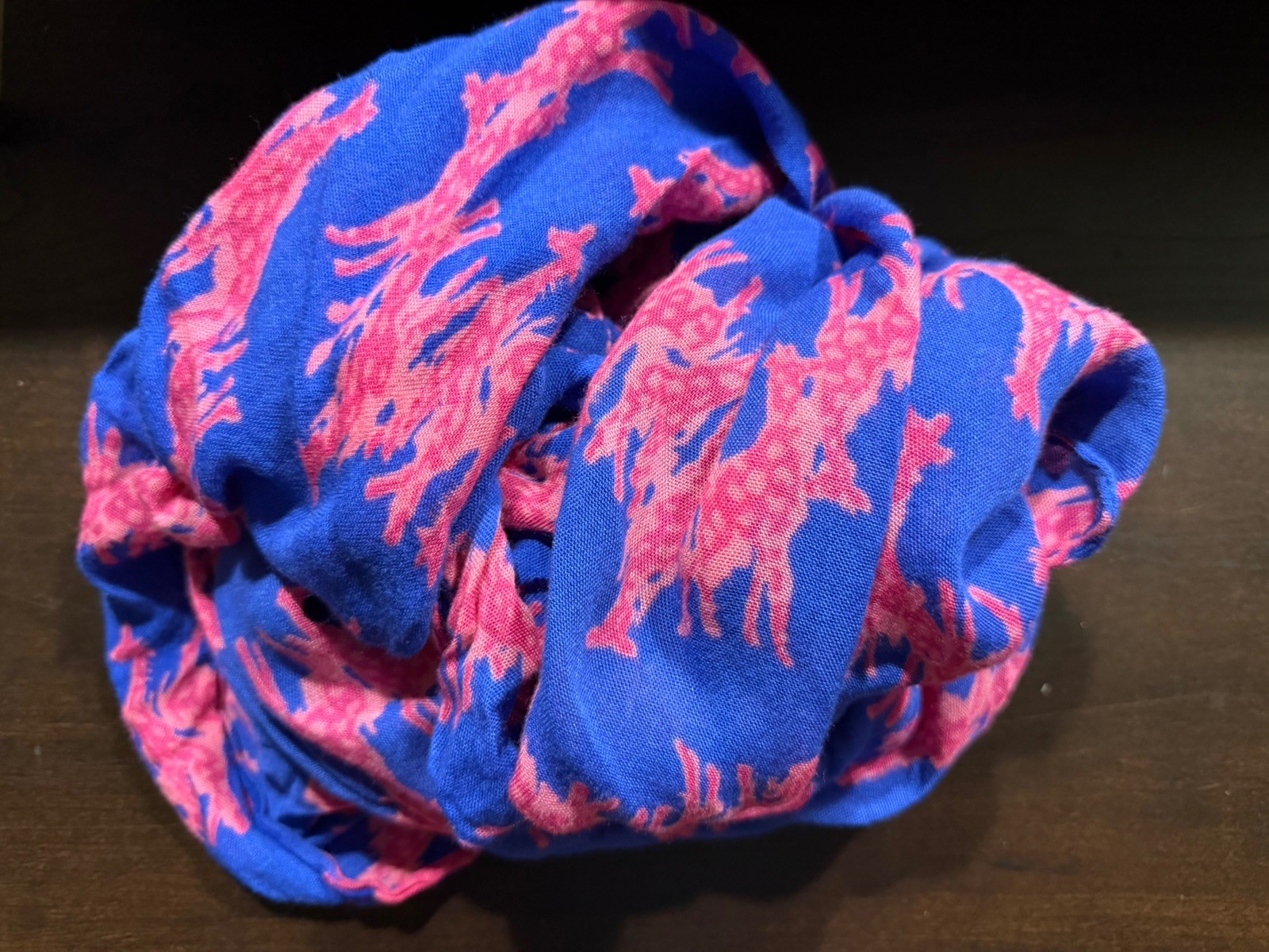 Lilly Pulitzer Infinity Loop Scarf Blue/Pink Giraffes Animal Pattern