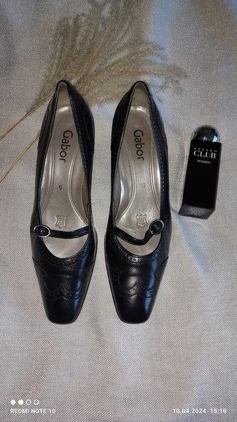 Women Gabor Heels Silver Leather 38 #7TN6