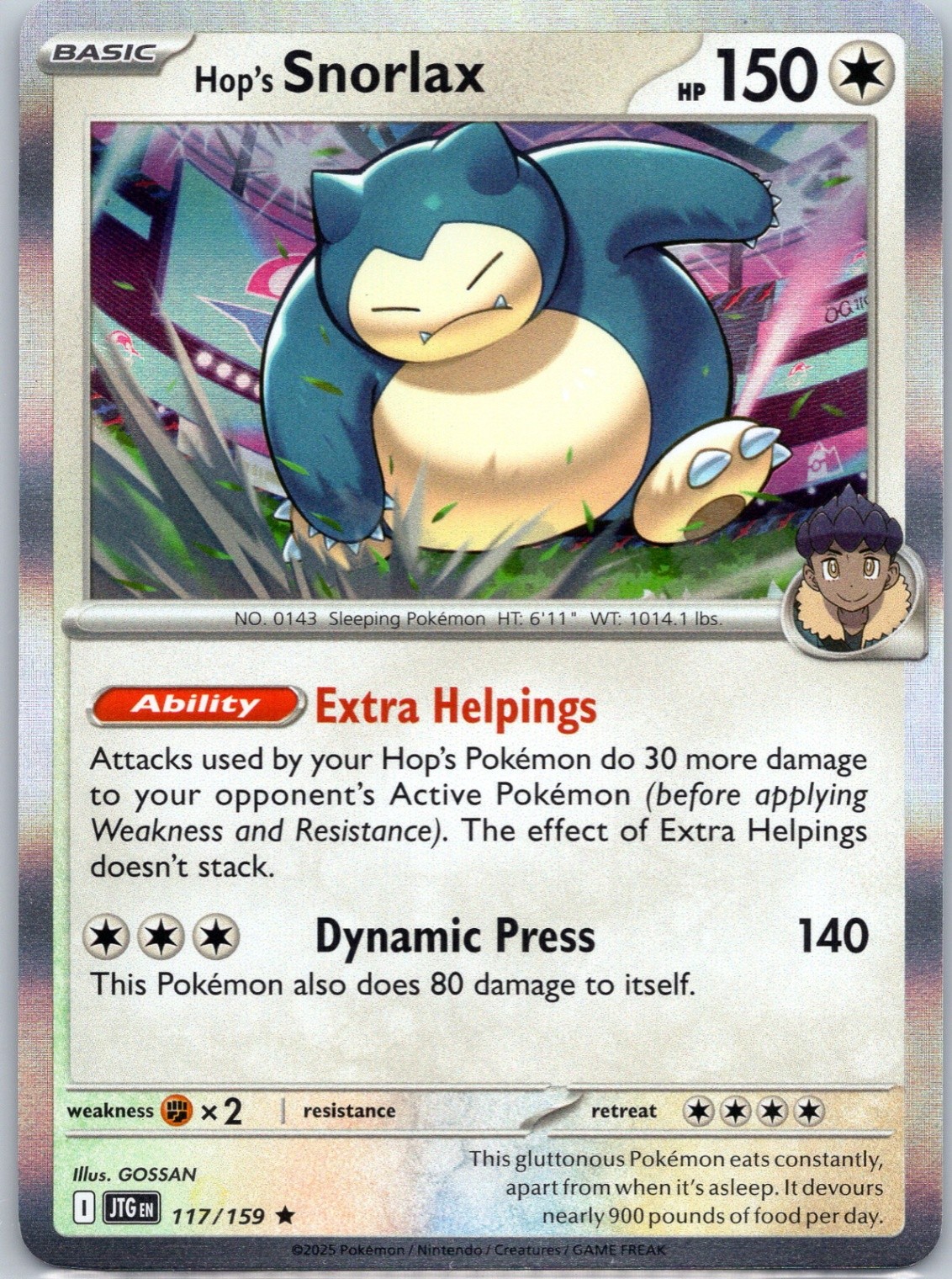 Hop's Snorlax Holo SV09: Journey Together #117/159 NM