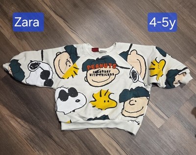 Zara Peanuts Snoopy And Charlie Brown Kids 4/5 Crewneck Sweater