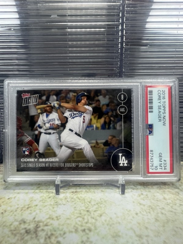 2016 Topps Now #334 Corey Seager RC Single-Season HR Record for Dodgers PSA 10