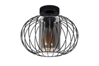 Deckenlampe E27 Rund Schwarz Metall Ø25 Cm Retro Deckenleuchte Wohnzimmer