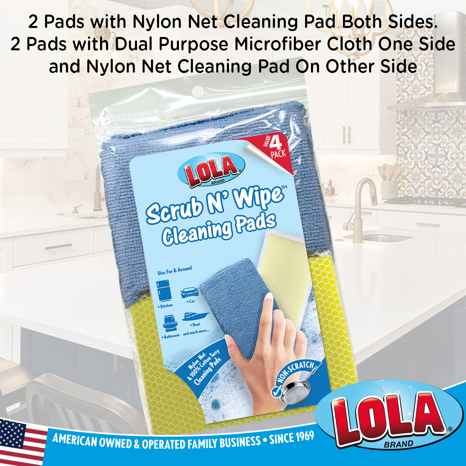 Dual Sided Sponges 24 Pk - Microfiber and Nylon Net Non Scratch by LOLA