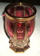 Antikes Glas / Vase ? Rose-Gold, geschliffen ...