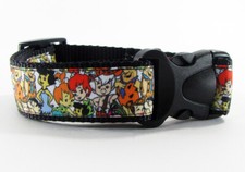 Flintstones dog collar handmade adjustable buckle collar 1" wide or leash fabric
