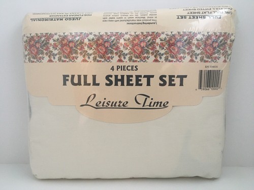 Vintage Leisure Time Full Sheet Set Floral 4 Pieces Fitted Flat &Pillowcases New - Picture 2 of 10